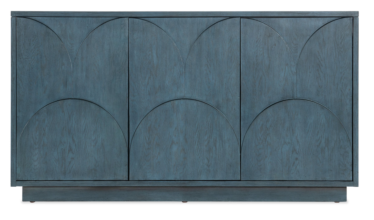 a blue cabinet with four doors