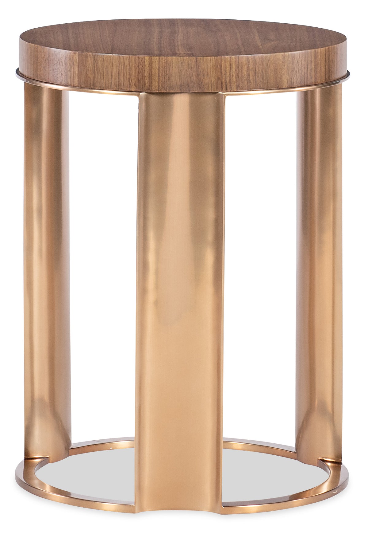 a round gold table with a round top