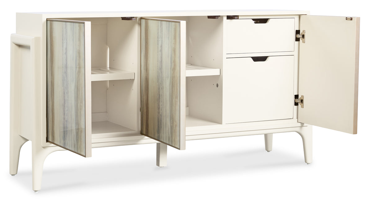 a white cabinet with open doors