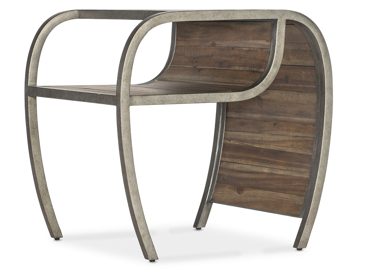 a wood and metal table