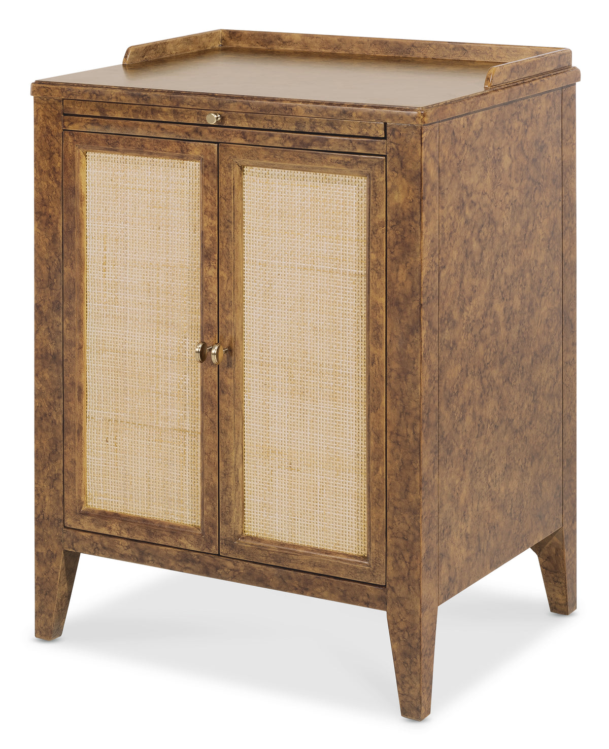 a brown cabinet with a white background
