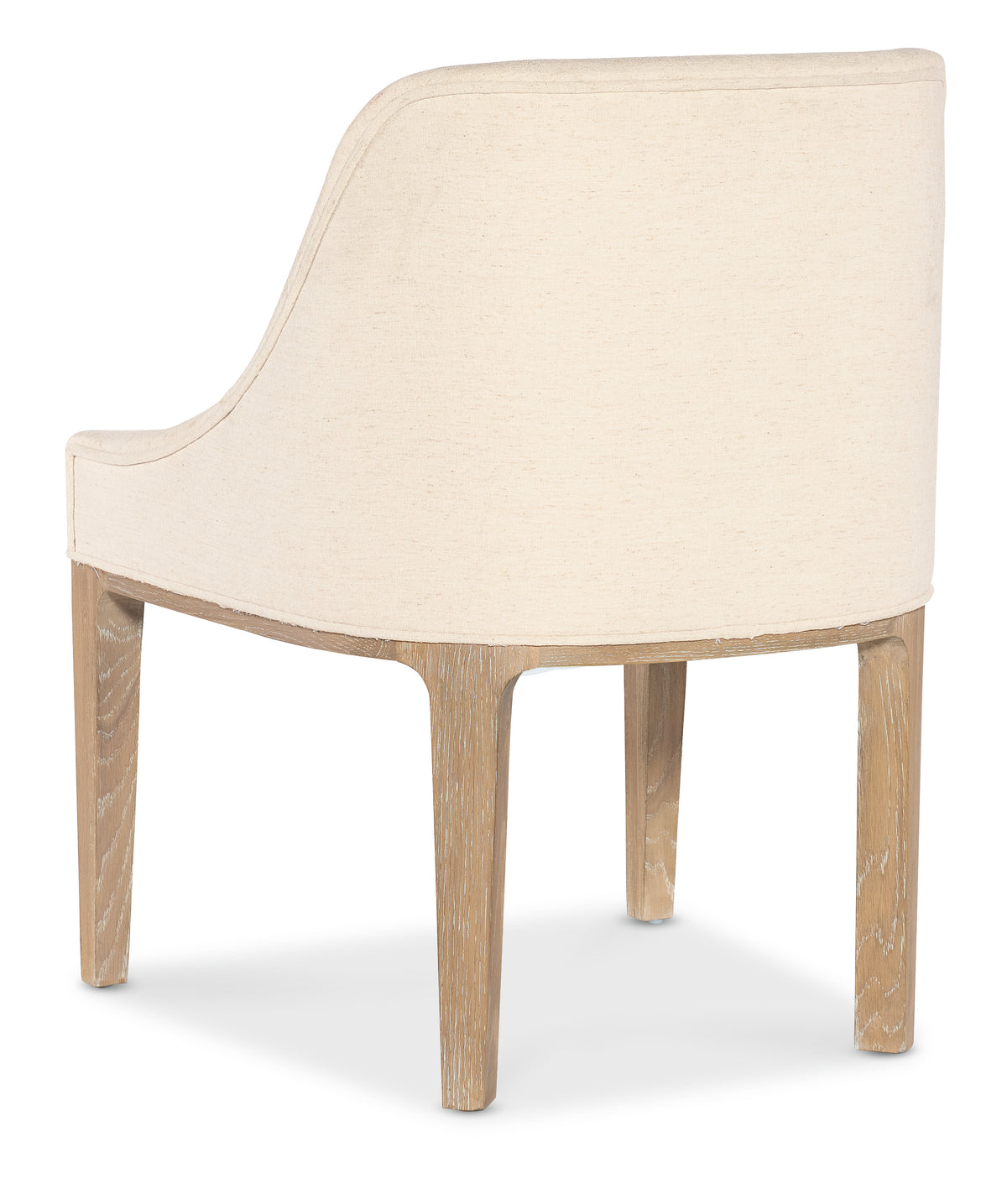 a white chair with wooden legs