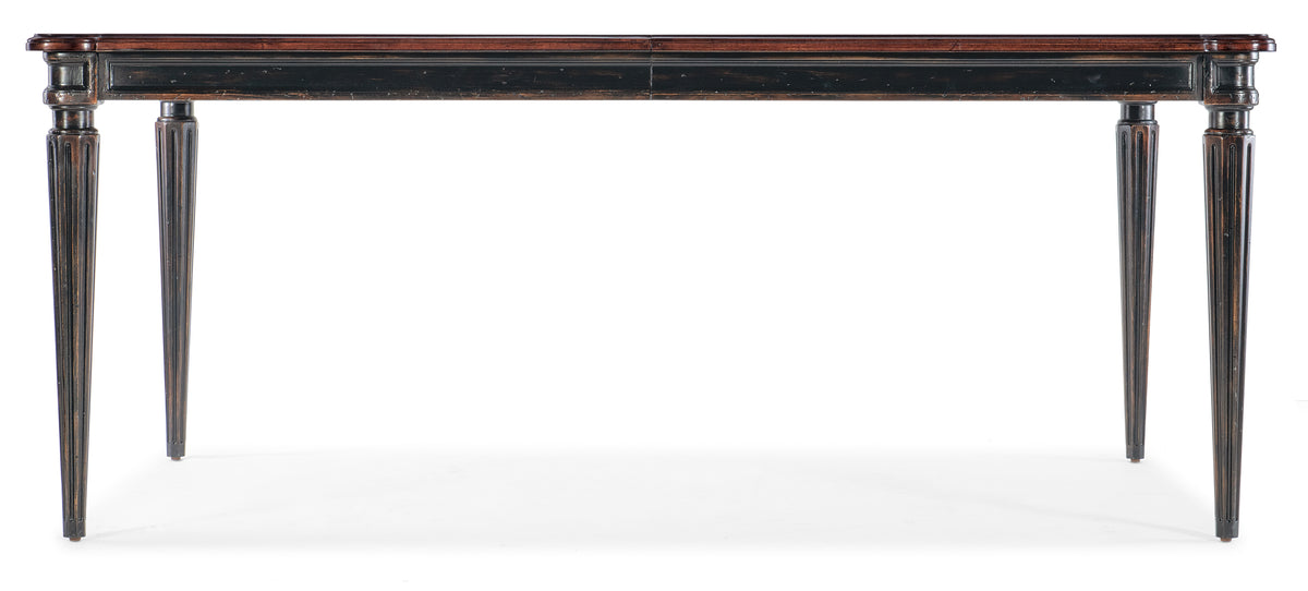 a table with a black top