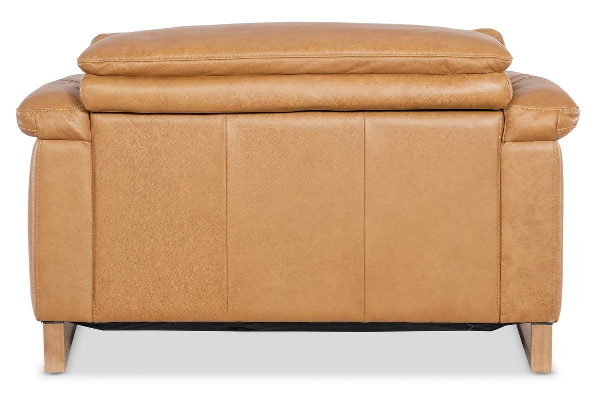 a close up of a leather ottoman