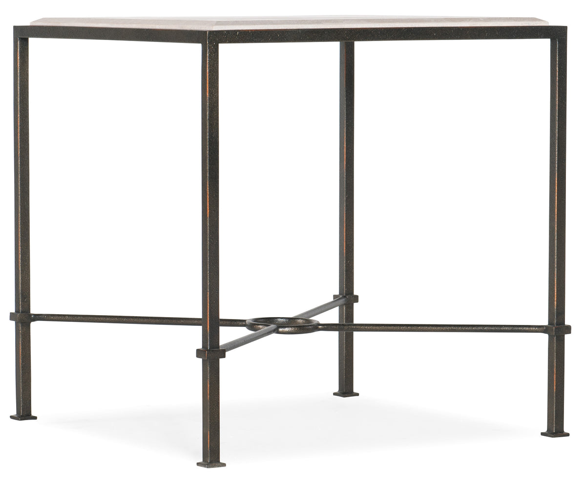 a table with a metal base