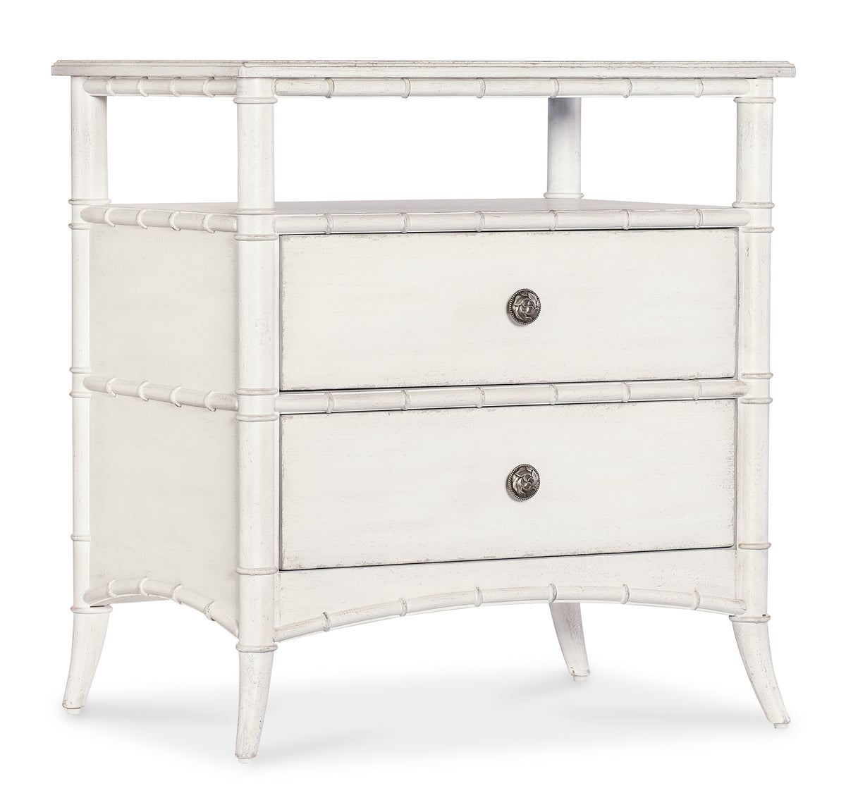 a white dresser with two drawers
