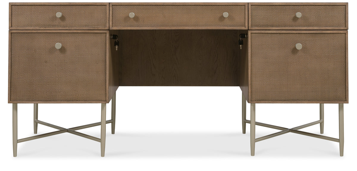 a desk with drawers and legs