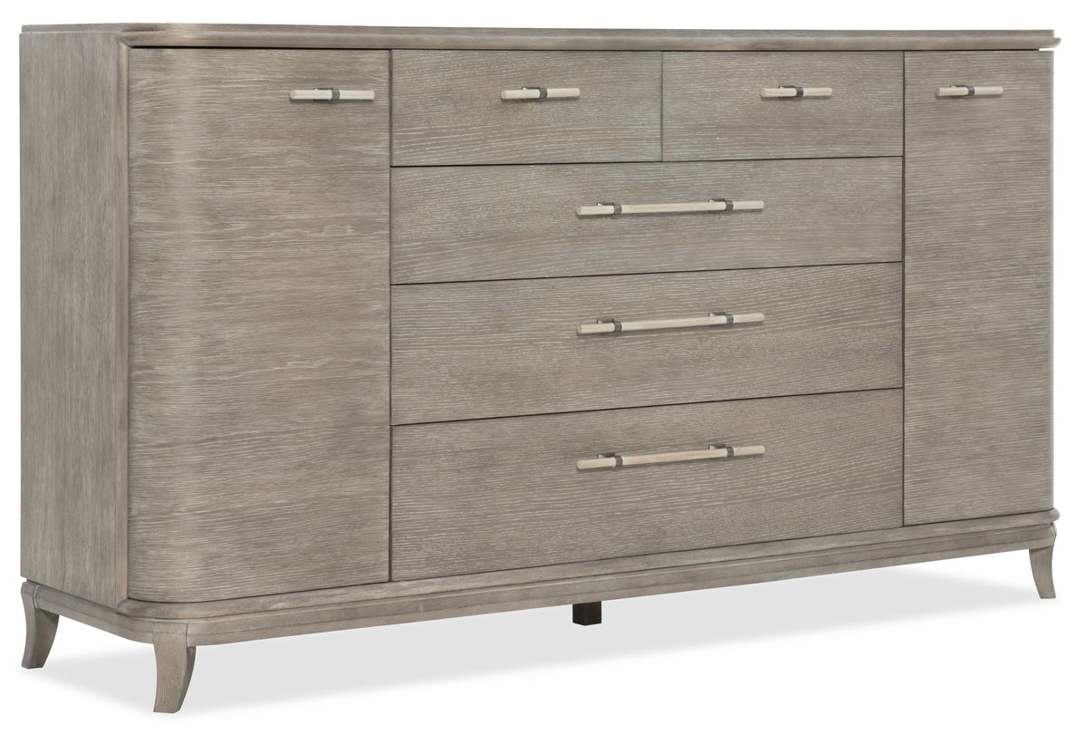 a dresser with drawers and handles