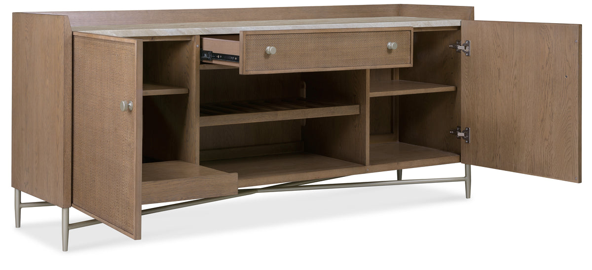 a brown wooden entertainment center