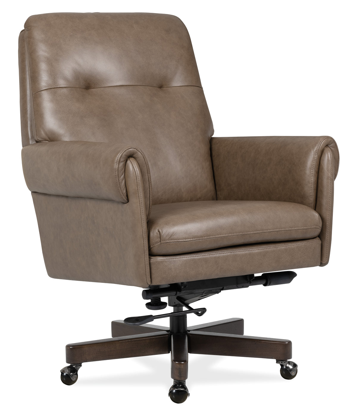 a brown leather office chair