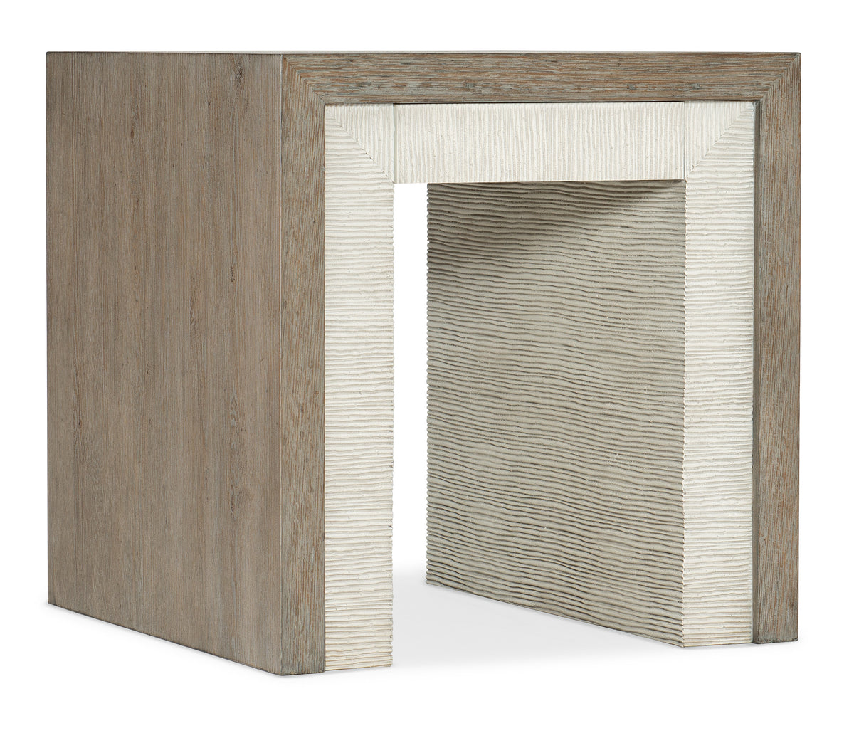 a rectangular wood table with a white and gray surface