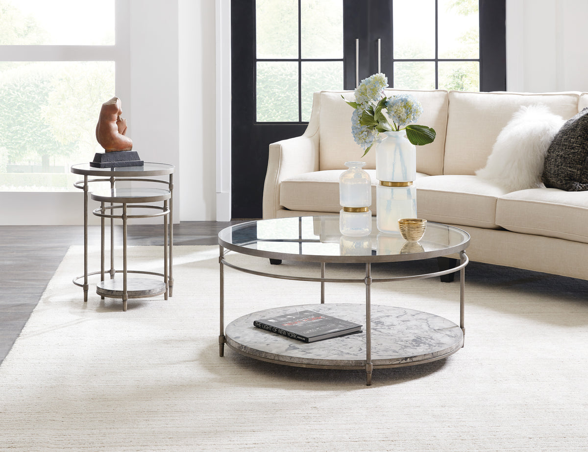 a living room with a couch and a coffee table