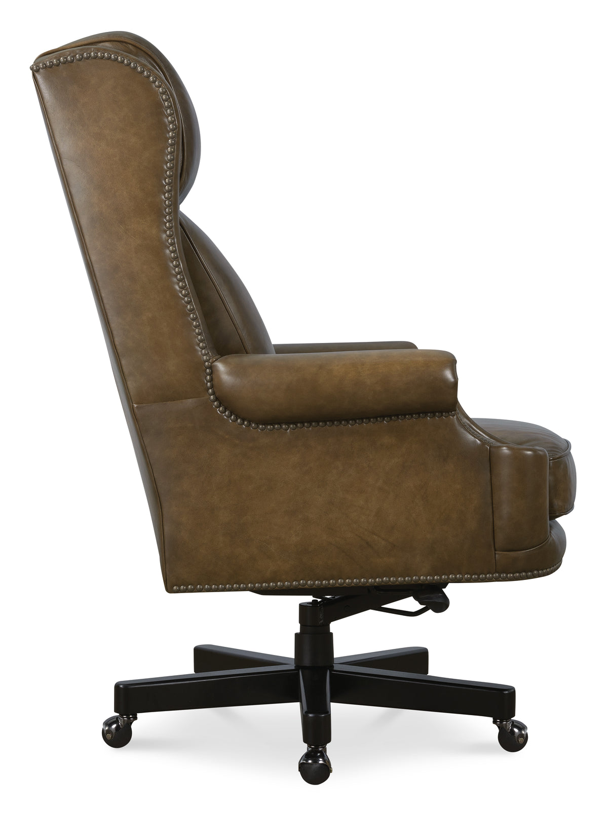 a brown leather office chair
