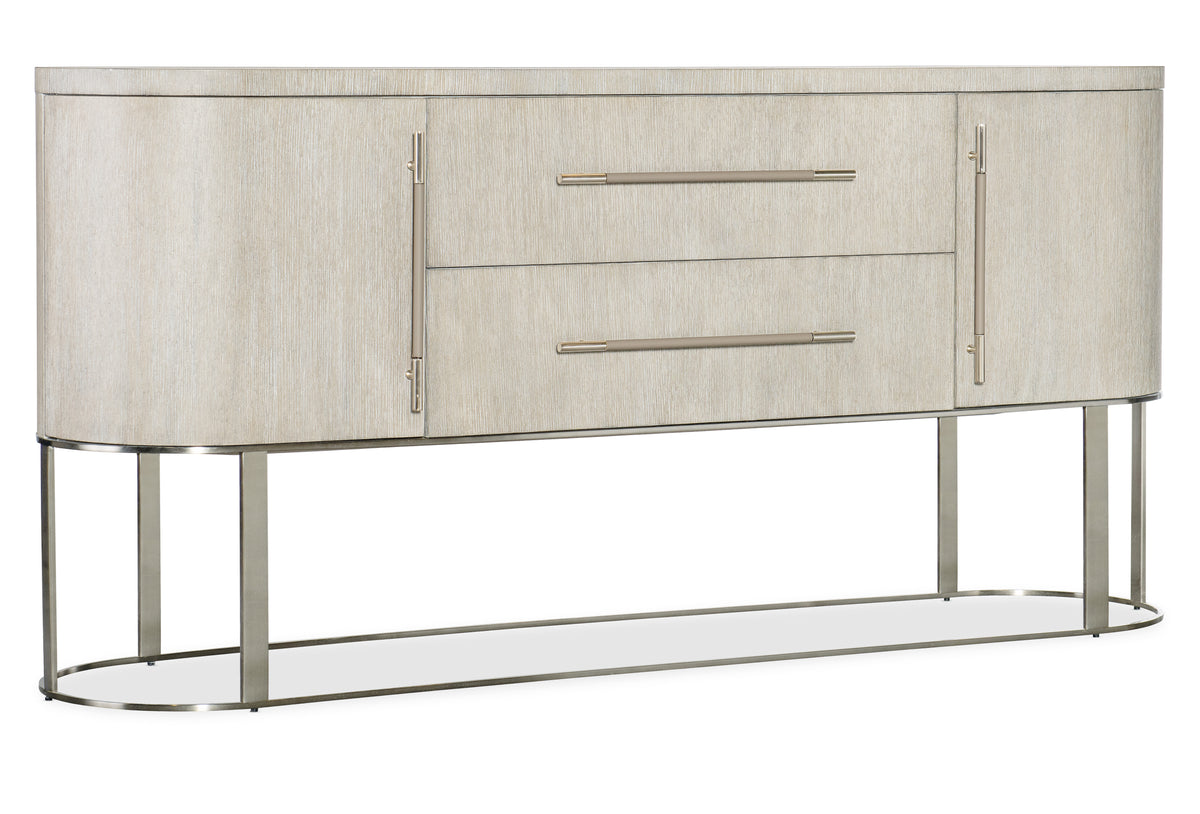 a white dresser with silver handles