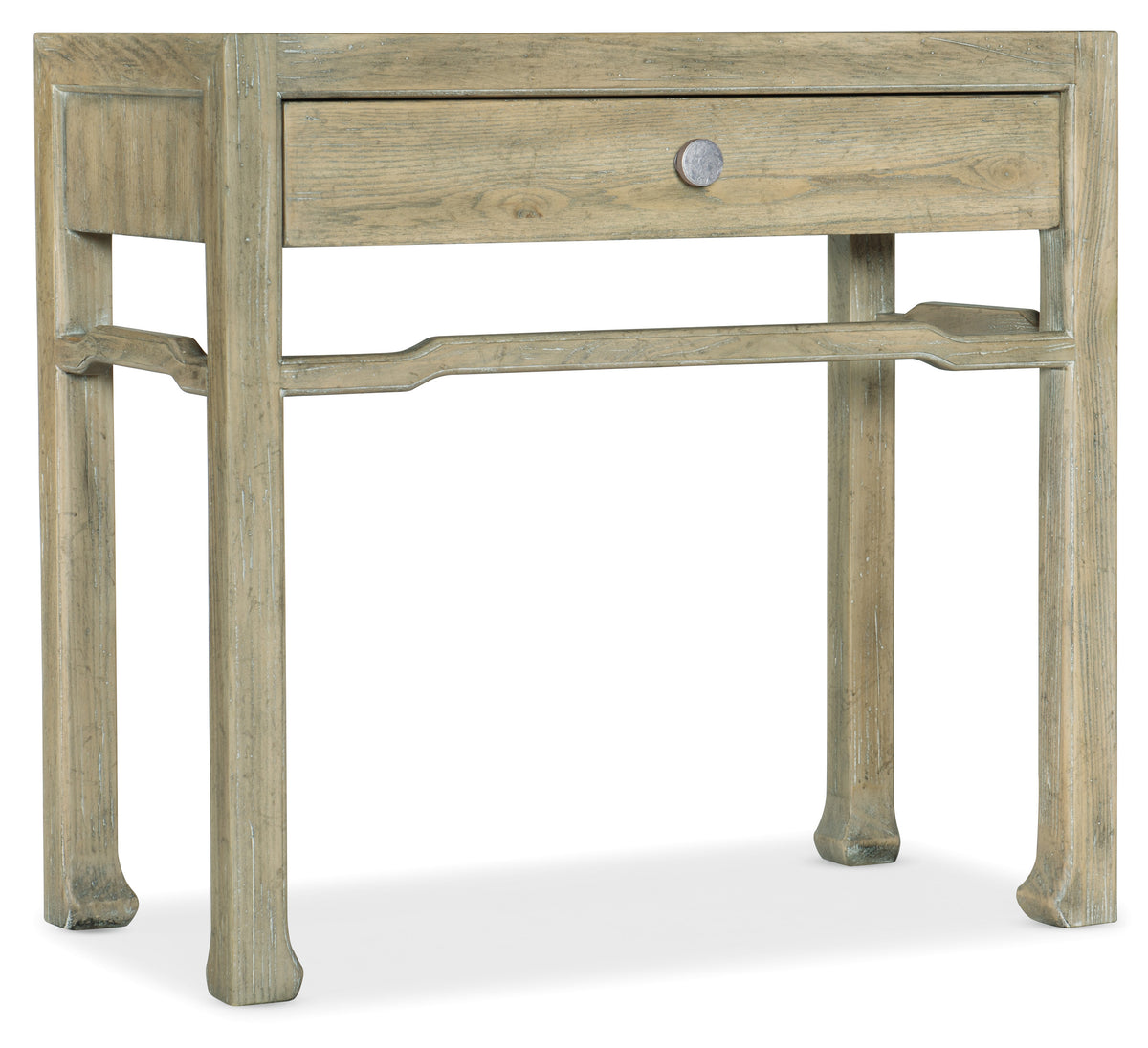 a wooden table with a drawer