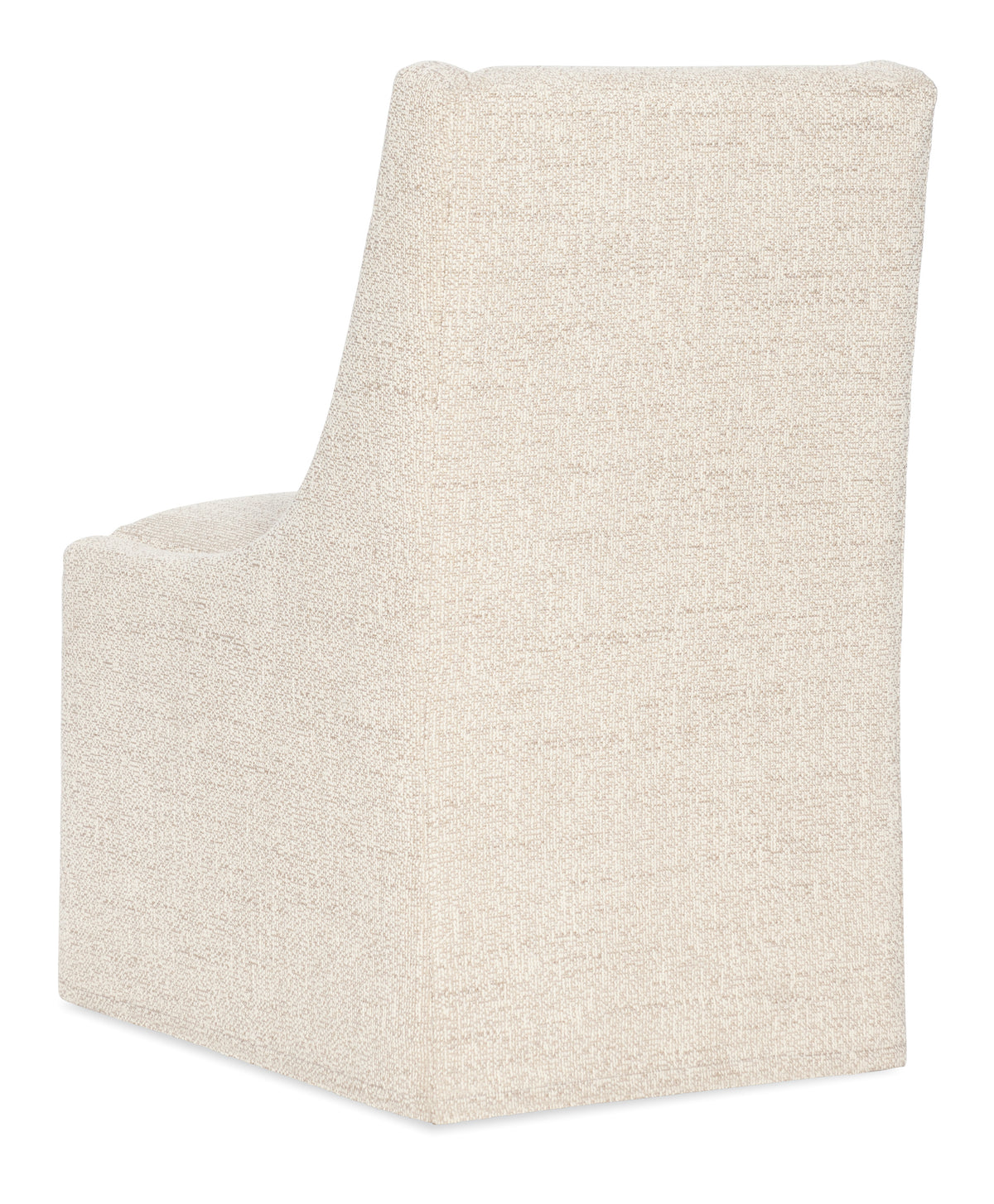 a white chair with a curved back