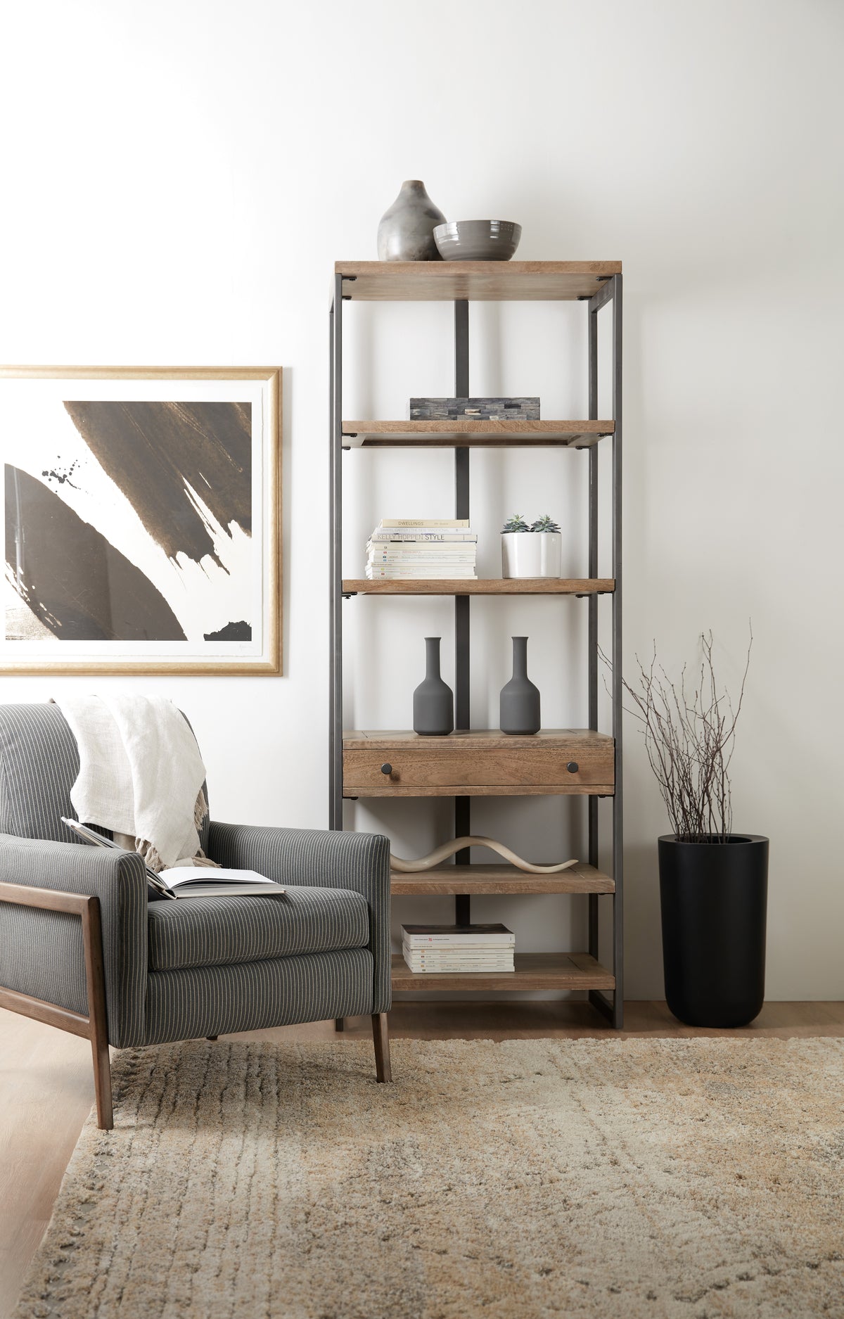 a shelf in a room