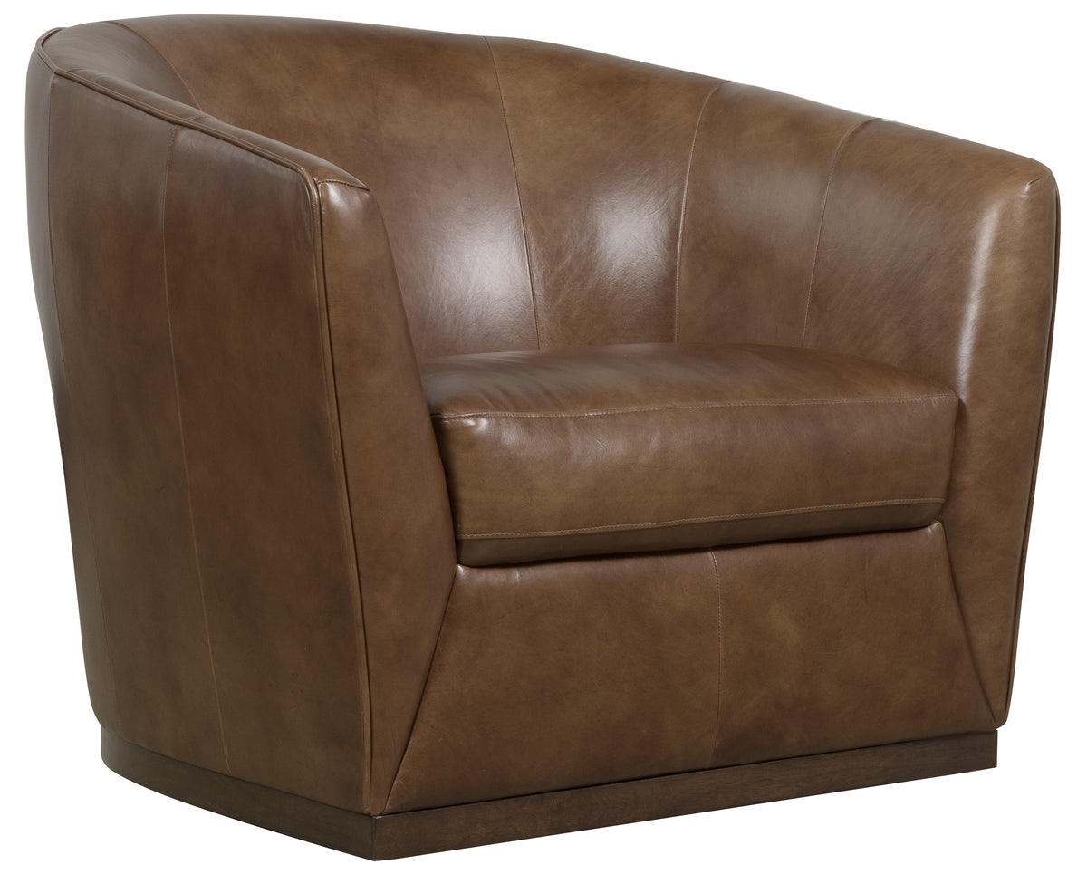 a brown leather chair with a white background
