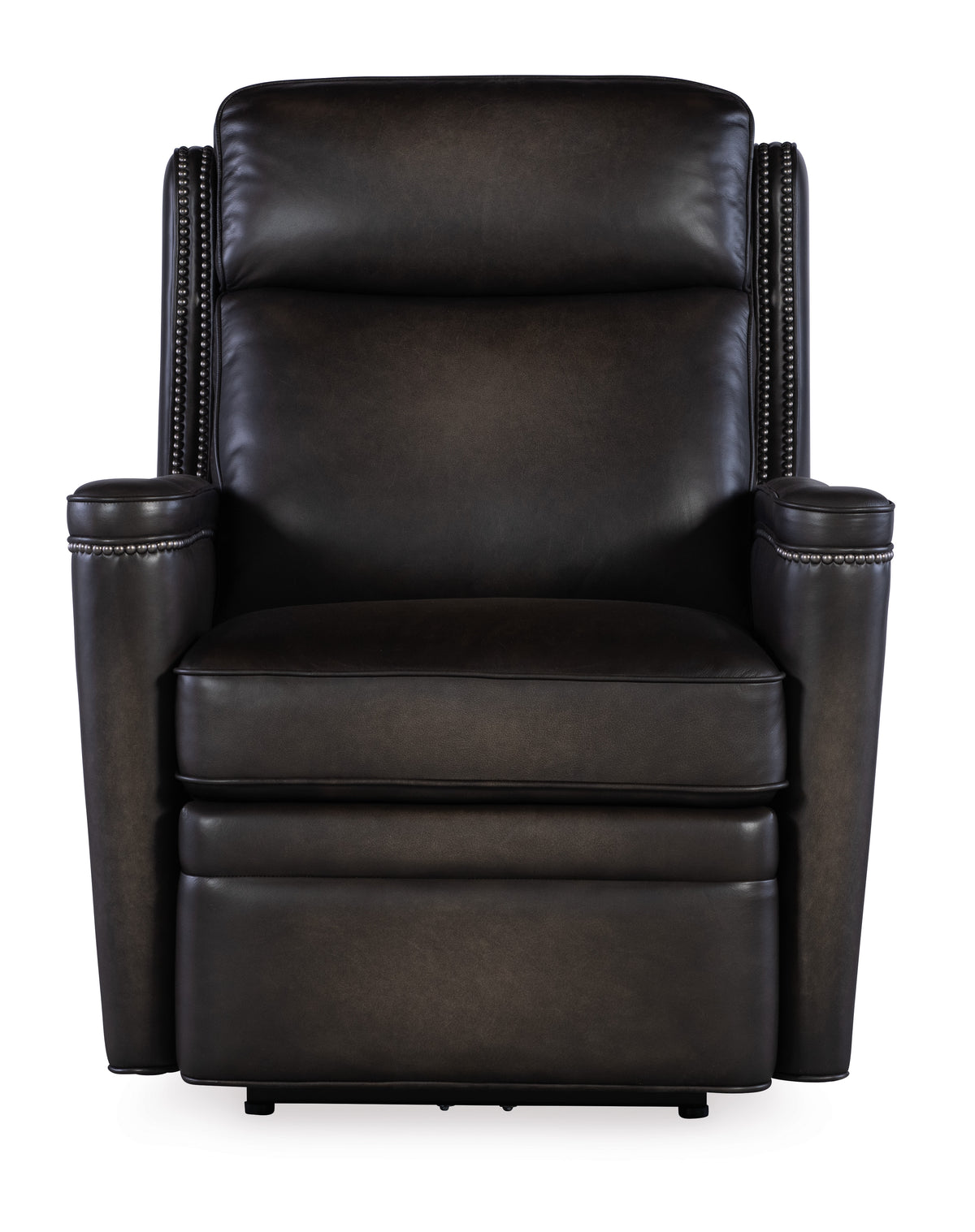 a black leather chair with a white background