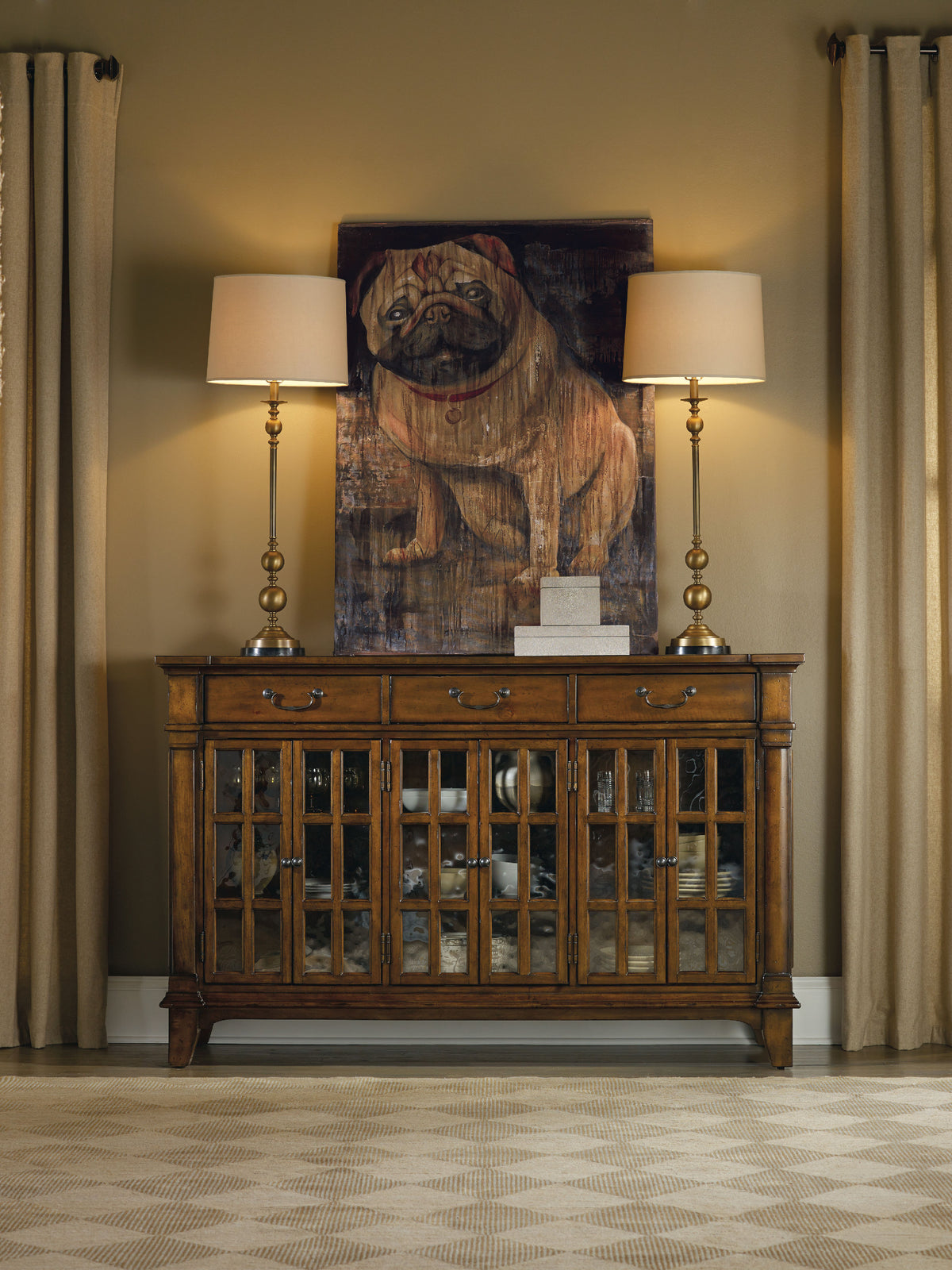 a painting of a dog on a table