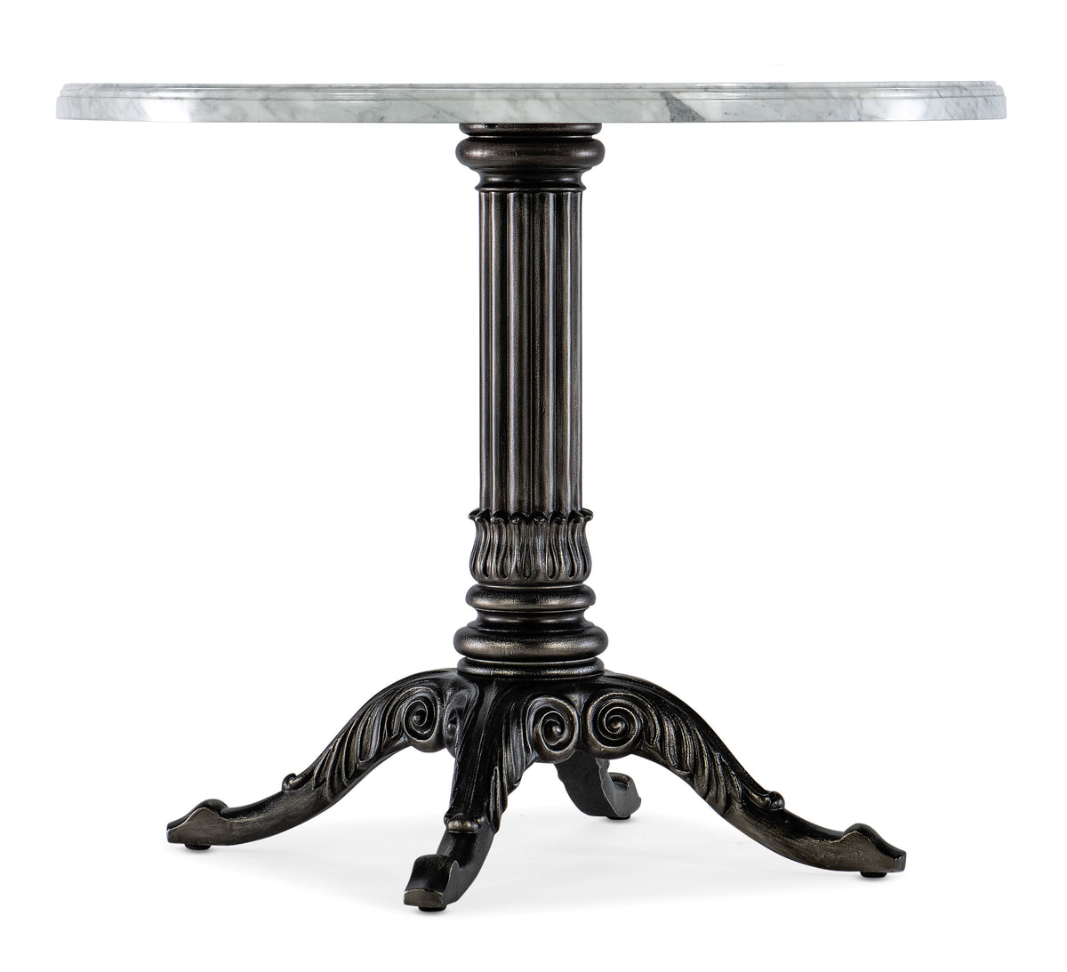 a round table with a marble top