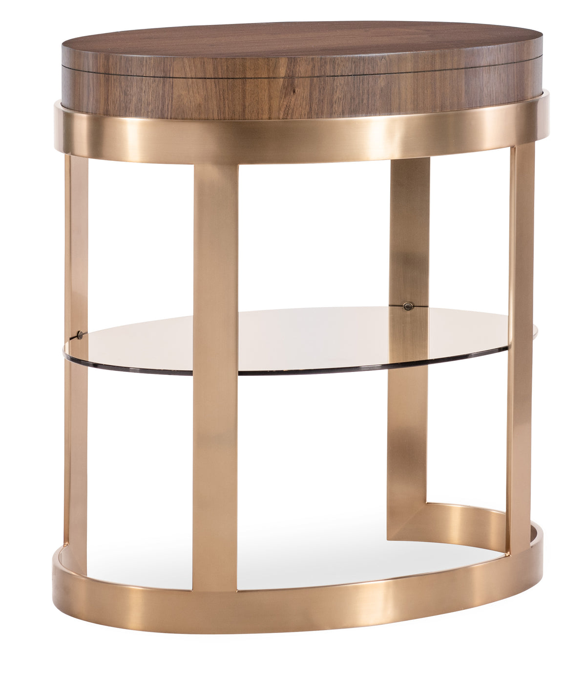 a round table with a glass shelf