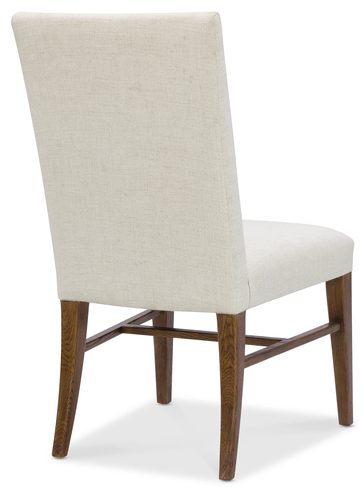 a white chair with wooden legs