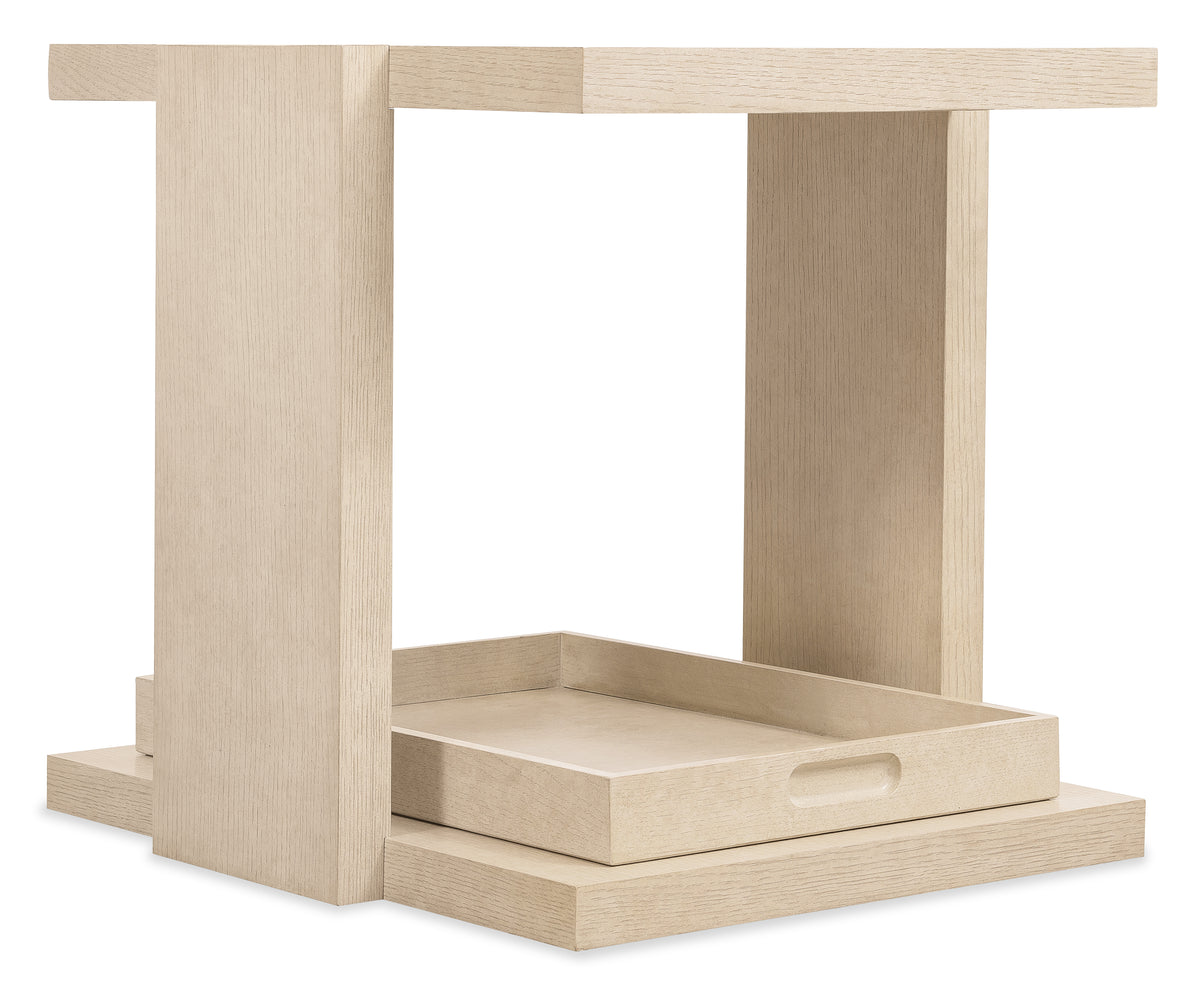 a white table with a tray