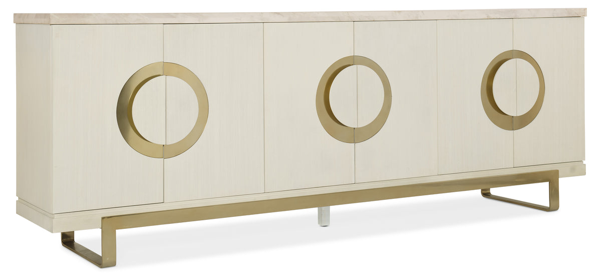 a white and gold cabinet
