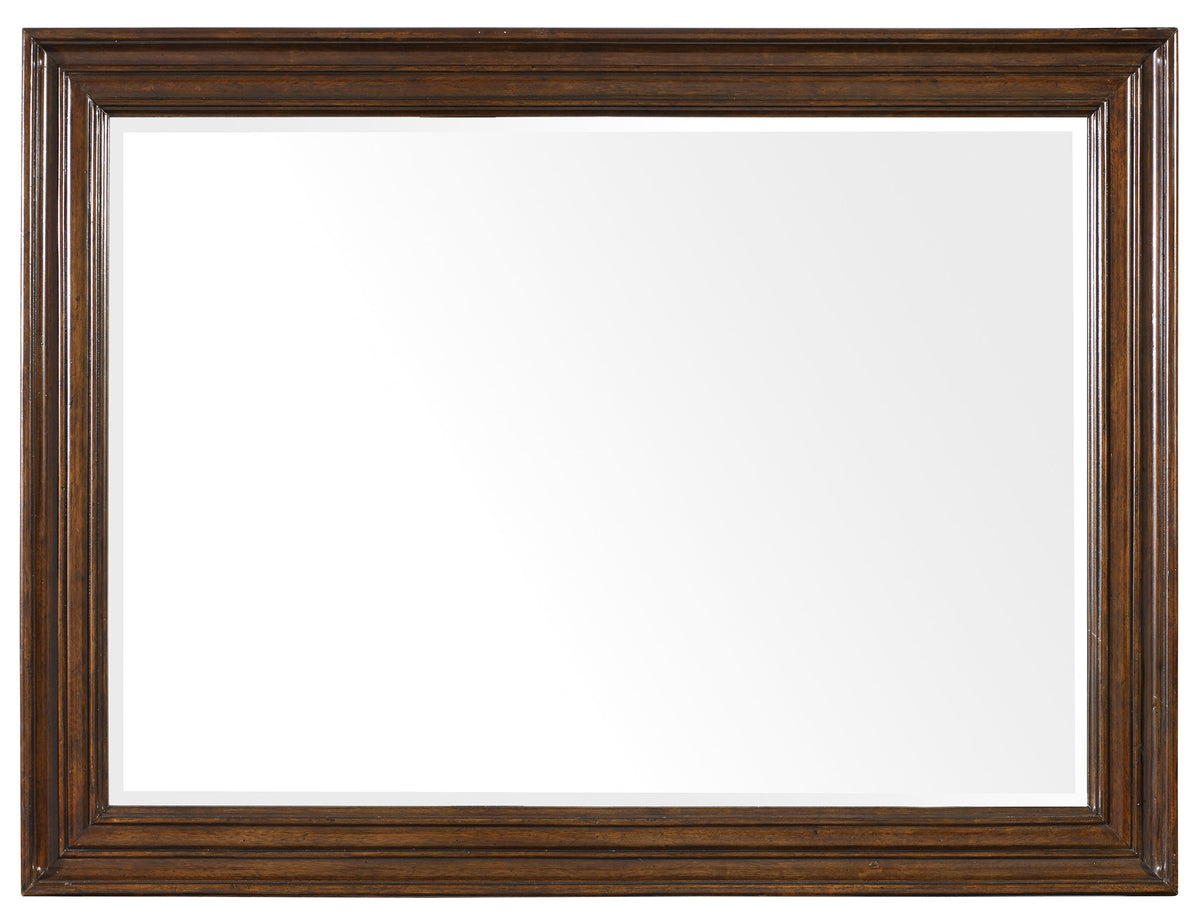 a rectangular mirror with a white background