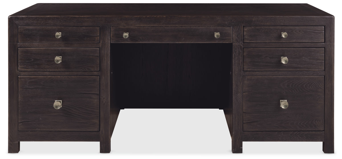 a wooden desk with drawers