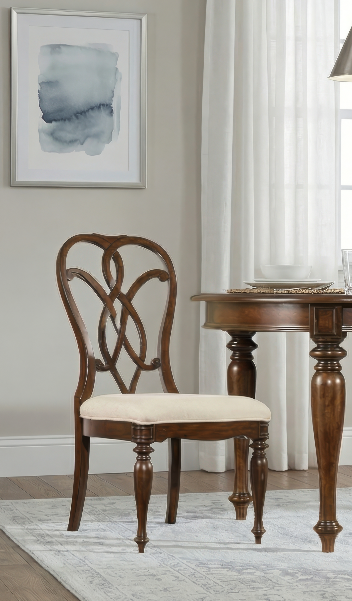 a chair next to a table