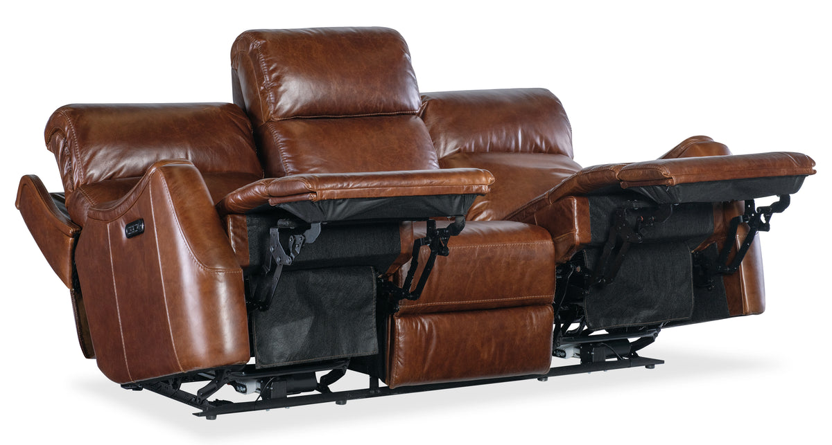 a brown leather recliner chair