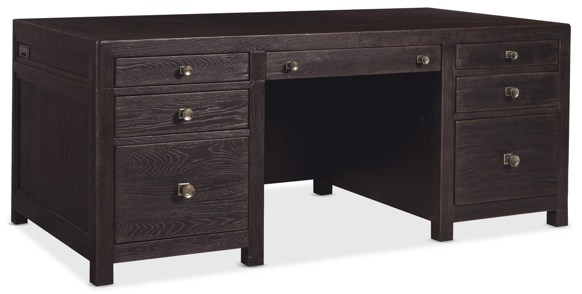 a black desk with drawers