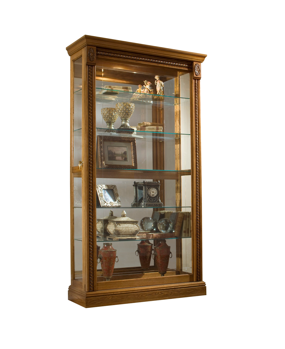 a glass cabinet with a display case