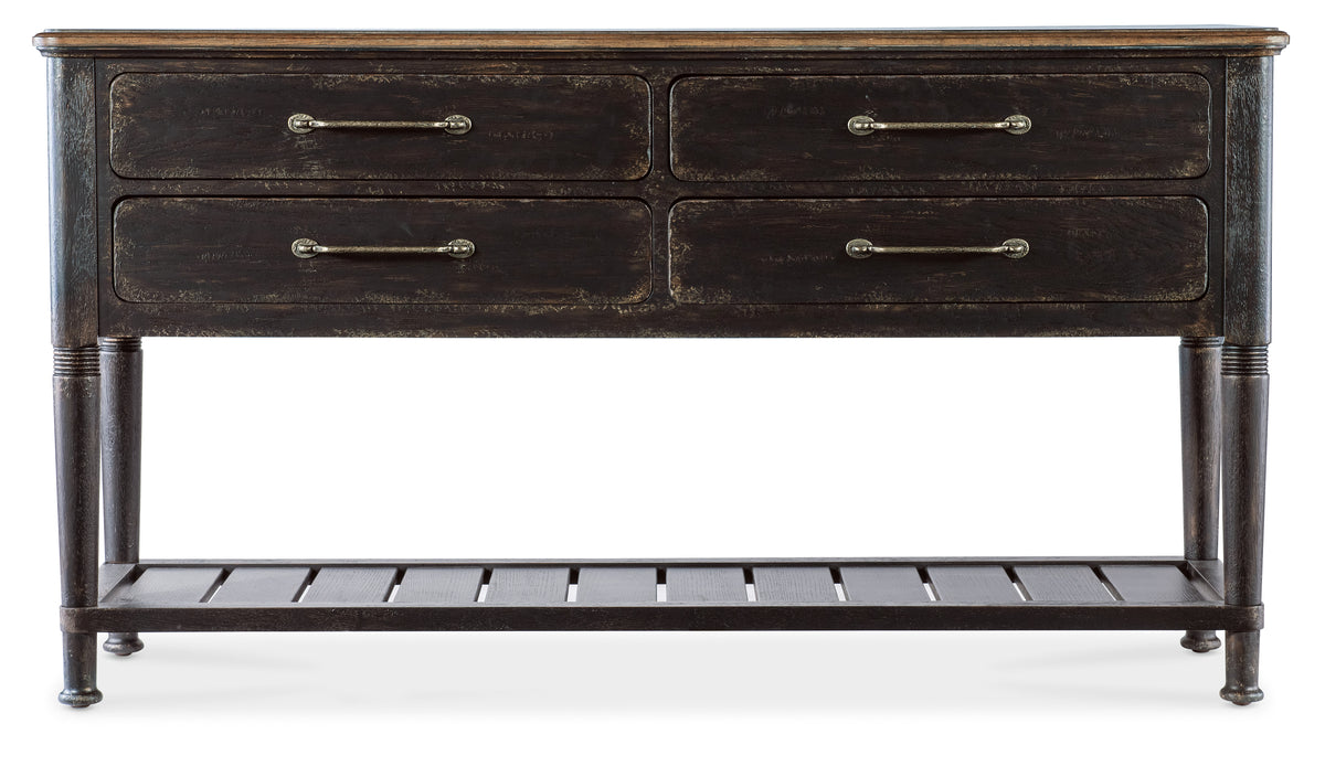 a wooden dresser with a shelf