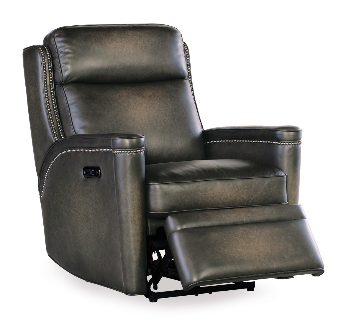 a brown leather recliner chair