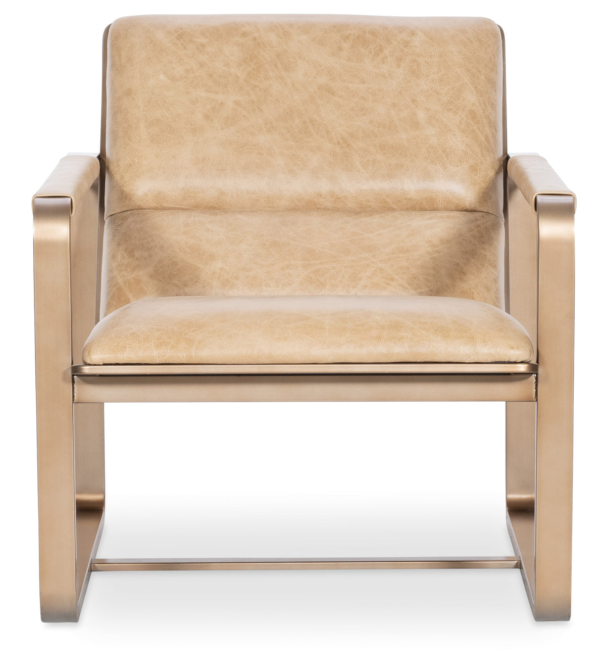 a tan leather chair with metal legs
