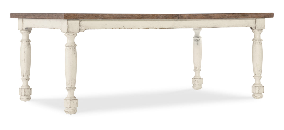 a white table with a wooden top