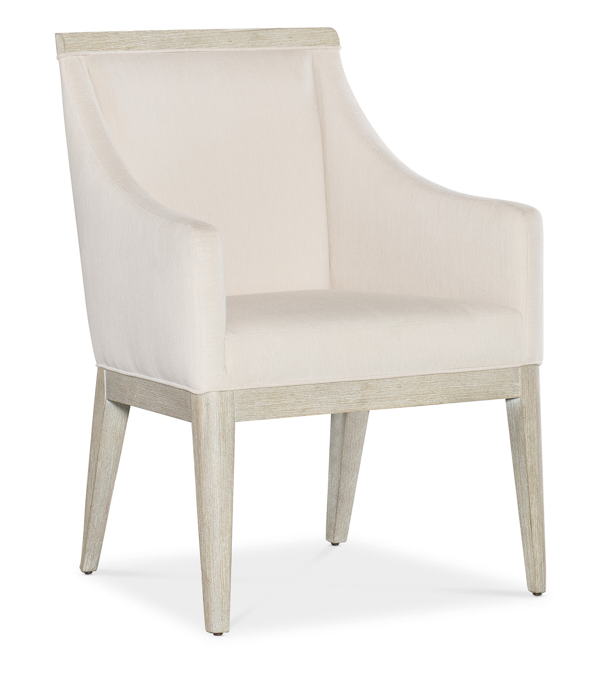 a white chair with wooden legs