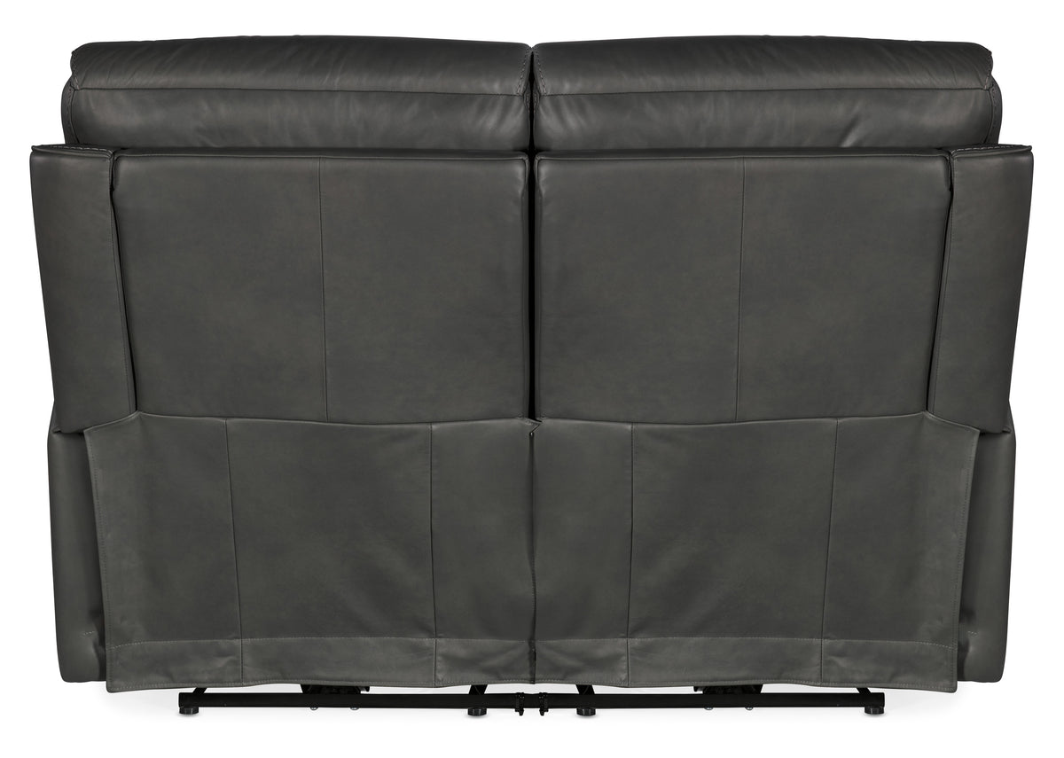 the back of a black couch