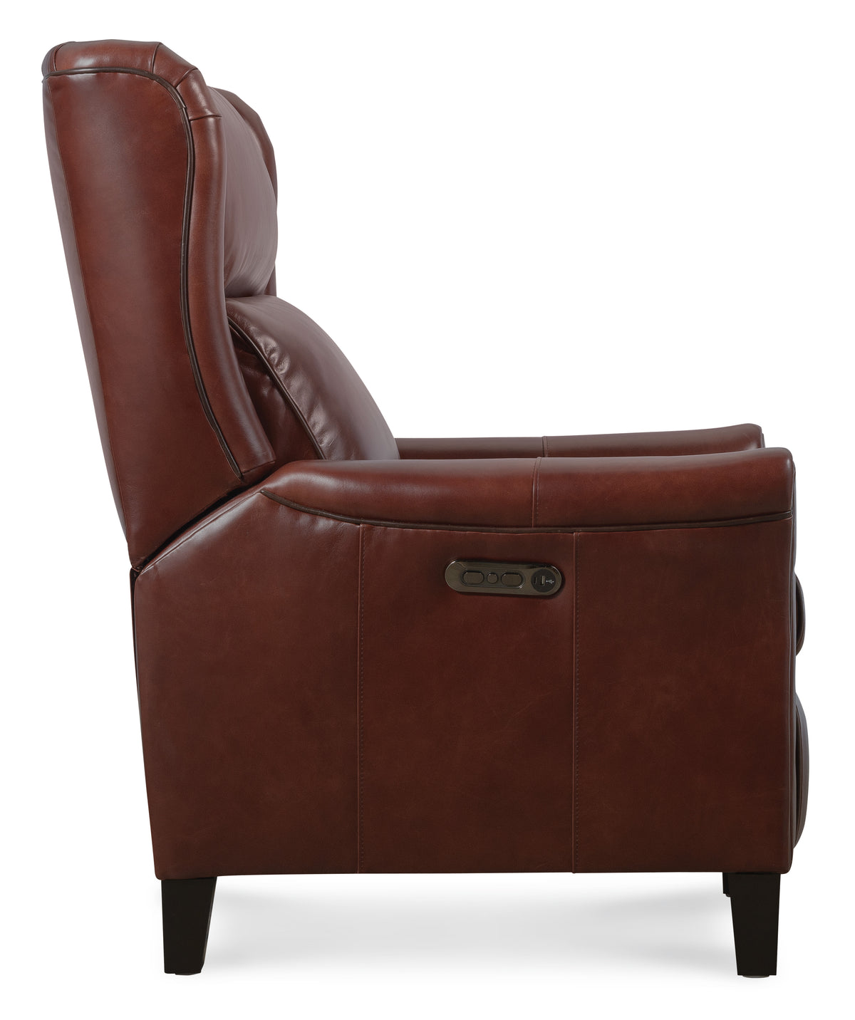 a brown leather recliner chair