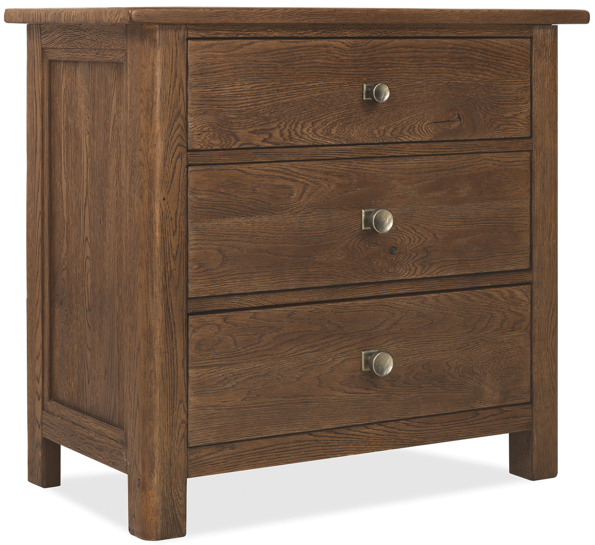 a wooden dresser with three drawers