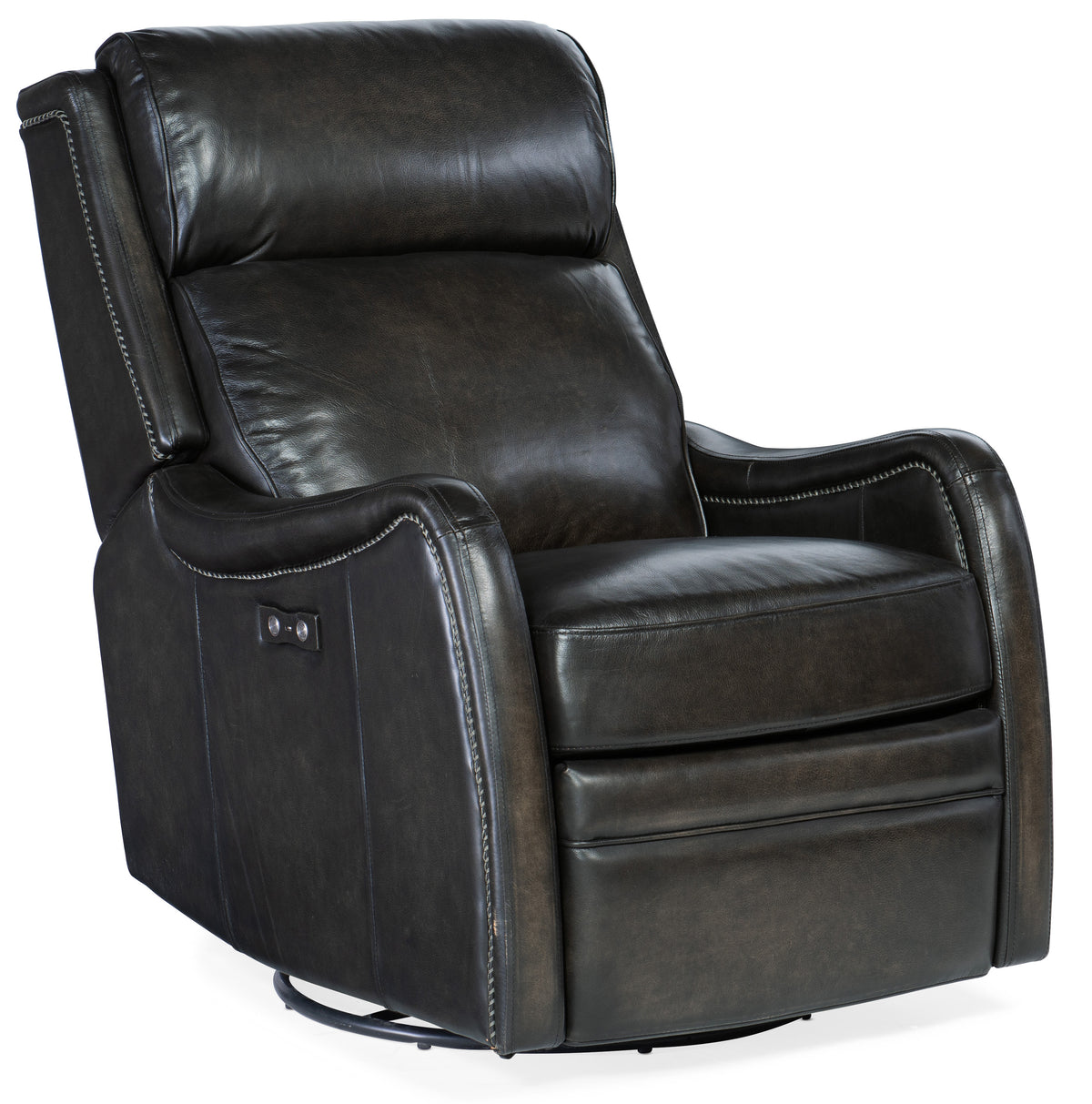 a black leather recliner chair