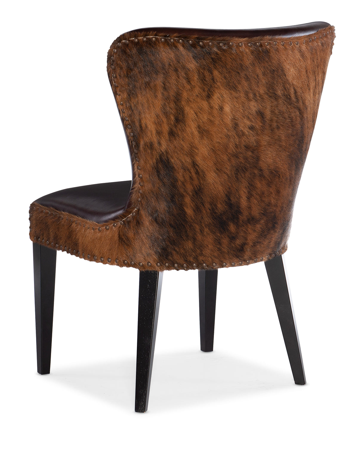 a brown chair with black legs