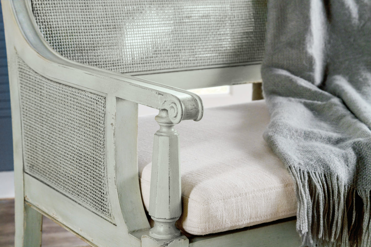 a close up of a bench