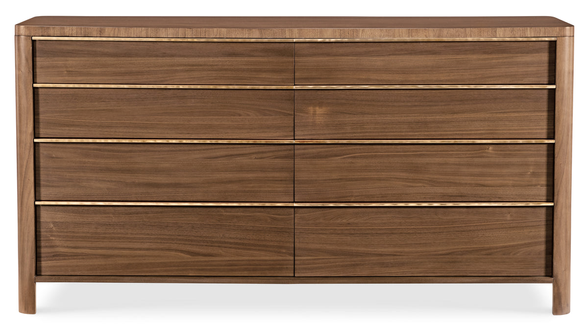 a brown dresser with drawers
