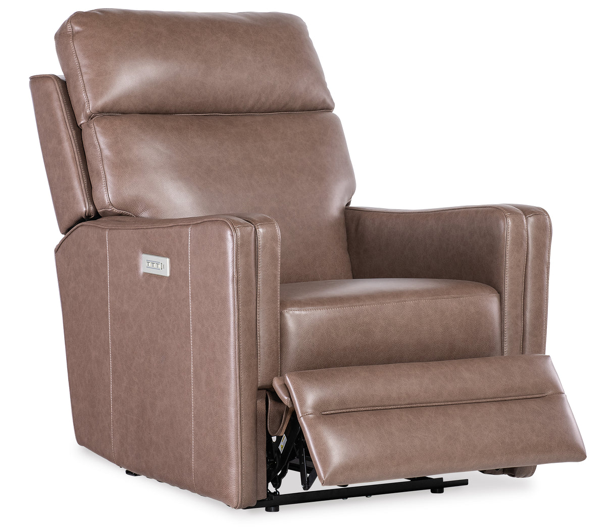 a brown recliner with a white background