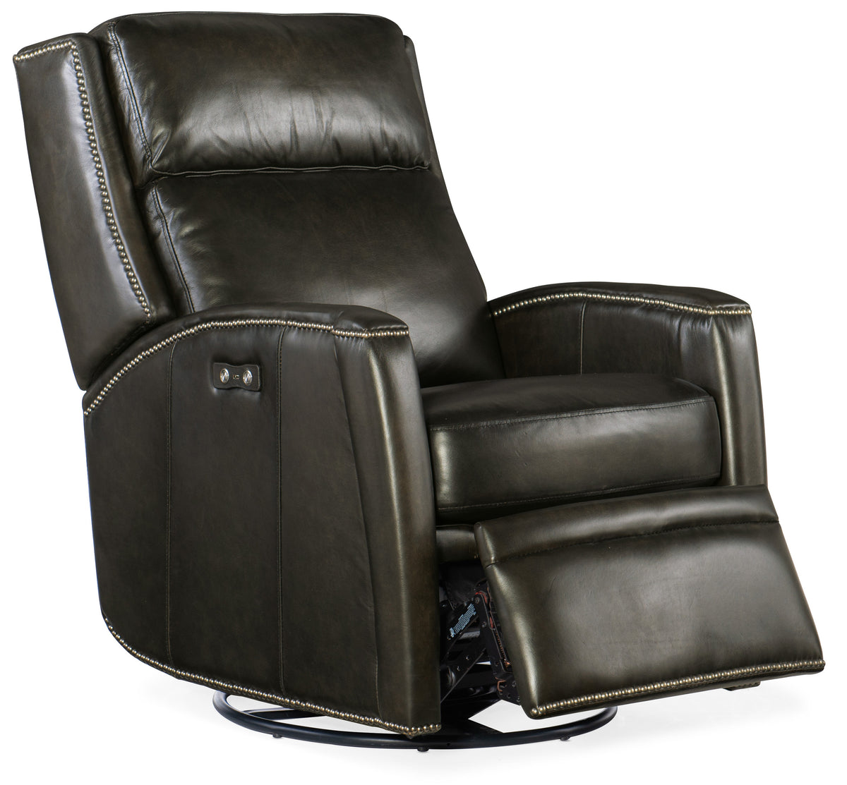 a black leather recliner chair