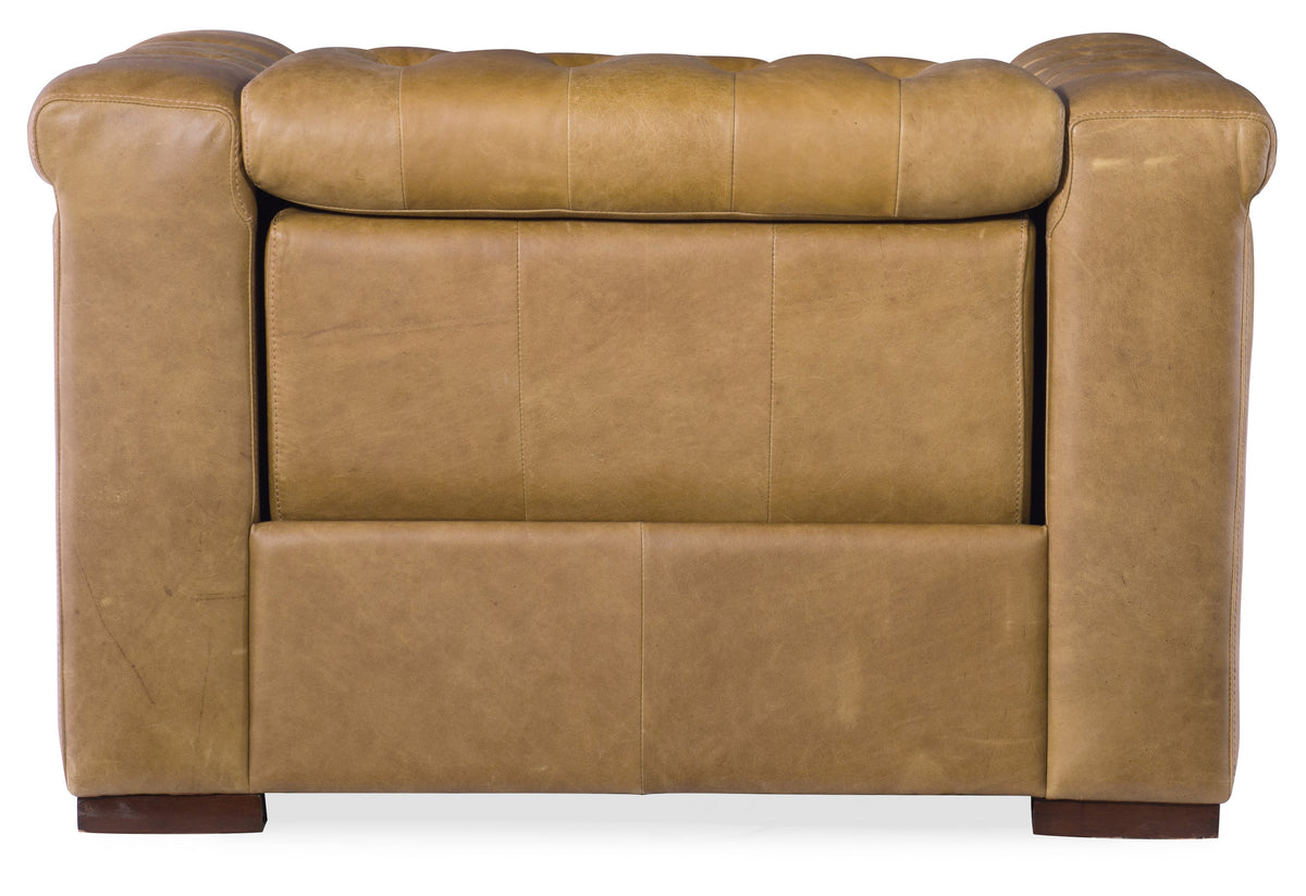a brown leather chair back